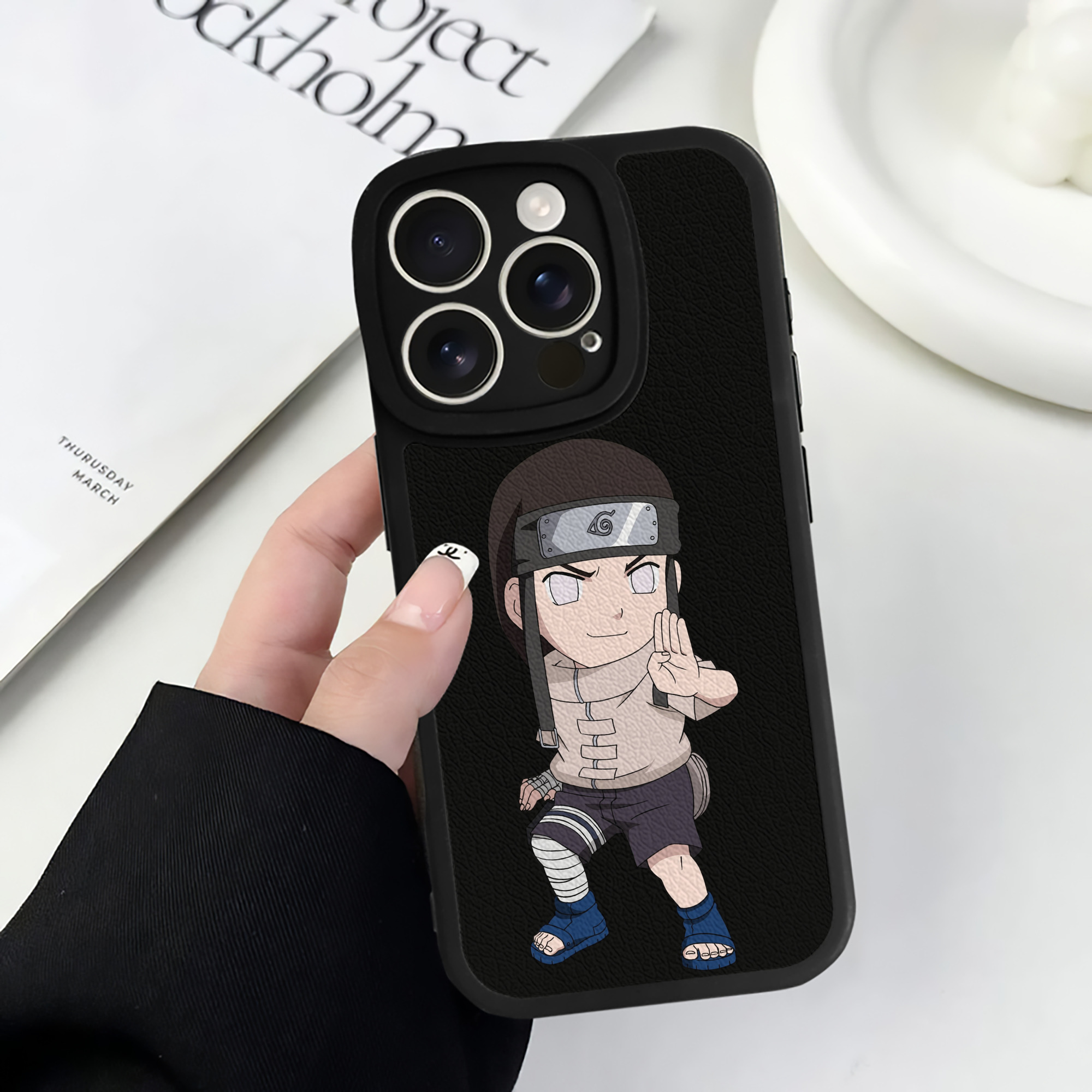 （画像用） NARUTO -ナルト- 日向ネジ Hyūga Neji 【iPhone 16シリーズ対応】シリコンスマホケース（レザー調） 材質：シリコン